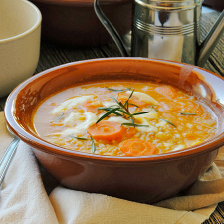 Soupe de carotte, tomate et mozzarella de Bufflonne fondante Recette