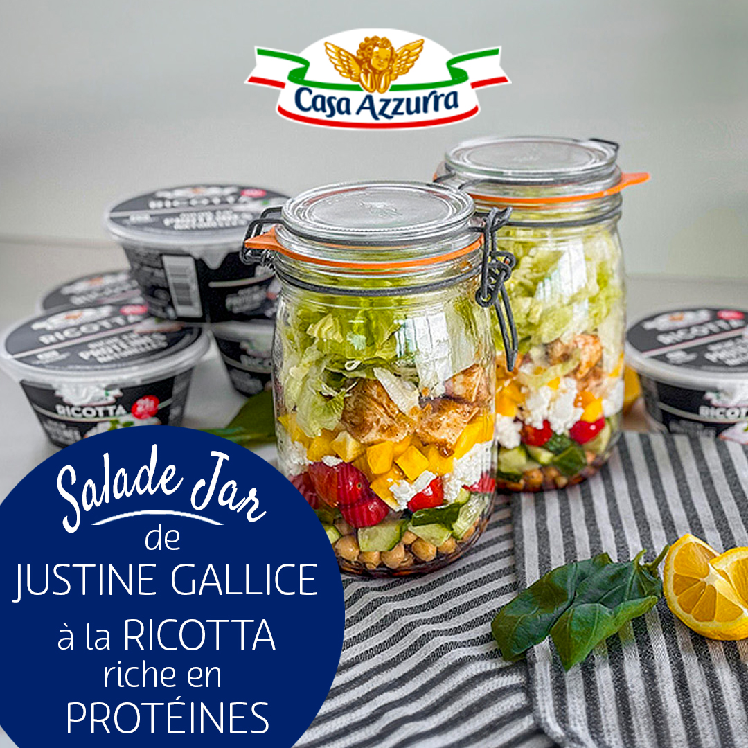 Salade Jar de Justine Gallice a la ricotta riche en proteines Casa Azzurra