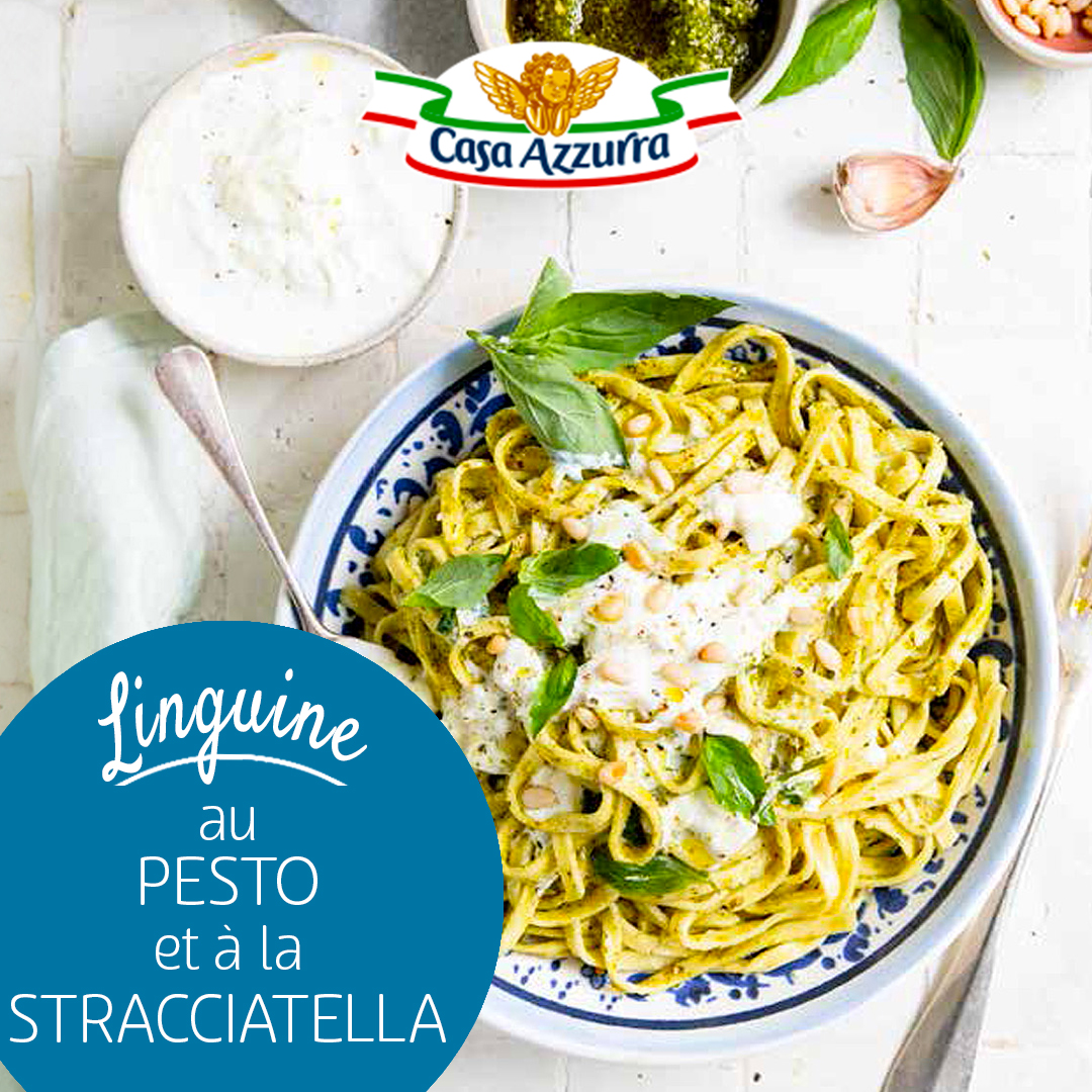 Linguine au pesto et à la stracciatella Casa Azzurra