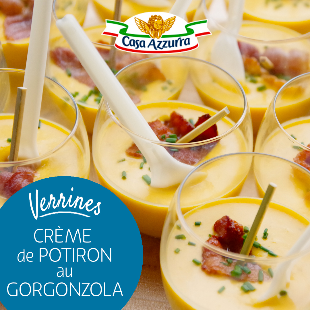 Verrines crème de potiron au gorgonzola AOP Casa Azzurra