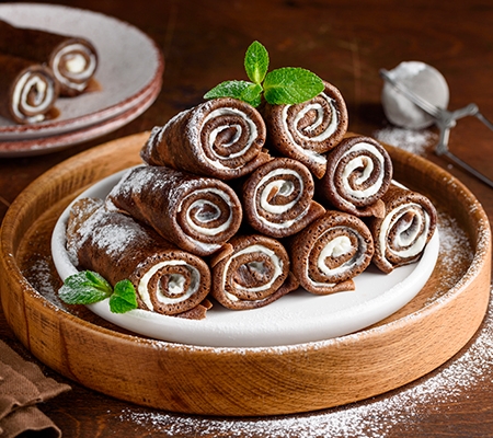 Crêpes au chocolat et à la ricotta riche en protéines naturelles